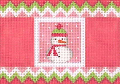 click here to view larger image of Pink Cracker - Snowman (hand painted canvases)