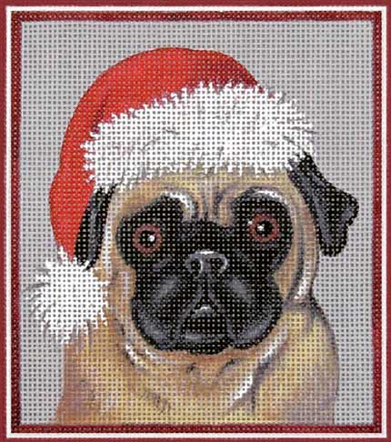 click here to view larger image of Christmas Pug (hand painted canvases)