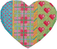click here to view larger image of Lime Lattice/Hearts/Plaid Heart (hand painted canvases)