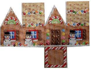 click here to view larger image of Gingerbread Cottage/Marshmallow Snowmen (hand painted canvases)