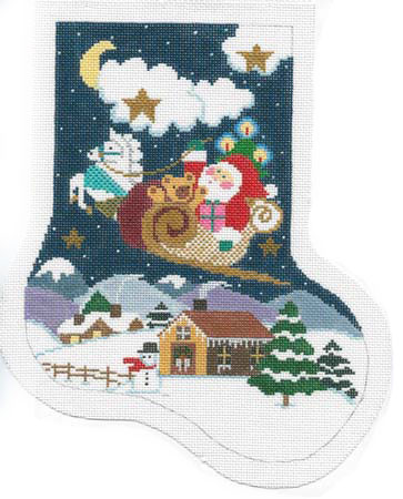 click here to view larger image of Santa's Sleigh Midi Sock (hand painted canvases)
