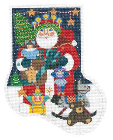 click here to view larger image of Santa's Toys Midi Sock (hand painted canvases)