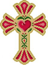 click here to view larger image of Scalloped Heart Cross (hand painted canvases)