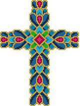 click here to view larger image of Jeweled Peacock Cross (hand painted canvases)