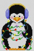 click here to view larger image of Penguin Tangled in Lights (hand painted canvases)