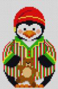 click here to view larger image of Boy Penguin in PJ's with Teddy (hand painted canvases)