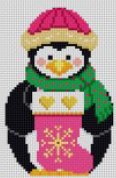 click here to view larger image of Penguin with Stocking (hand painted canvases)