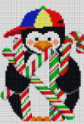 click here to view larger image of Penguin with Candy Canes (hand painted canvases)