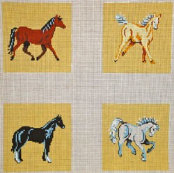 click here to view larger image of Horses Coaster  (hand painted canvases)