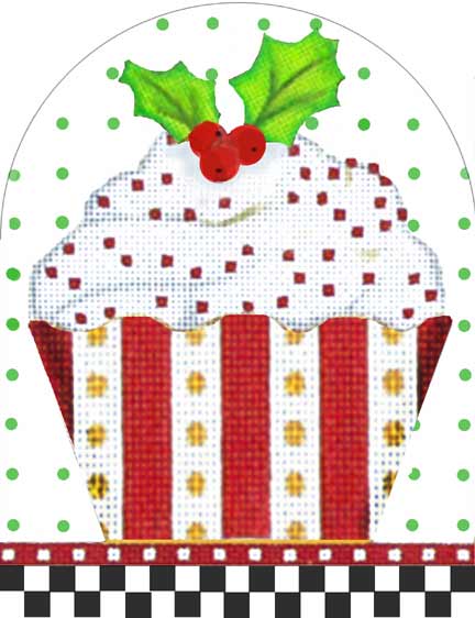 click here to view larger image of Holly Cupcake Dome (hand painted canvases)