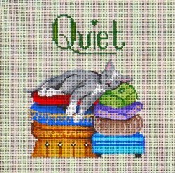 click here to view larger image of Quiet Kitty Pillows  (hand painted canvases)