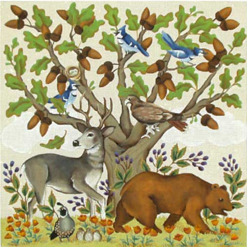 click here to view larger image of Animals Under The Oak (hand painted canvases)