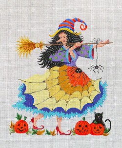 click here to view larger image of Halloween Witch Yellow Skirt (hand painted canvases)