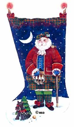 click here to view larger image of Scottish Santa Stocking (hand painted canvases)