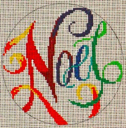click here to view larger image of Noel Round  Ornament (hand painted canvases)