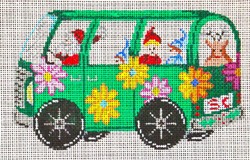 click here to view larger image of Green VW Bus with Santa (hand painted canvases)