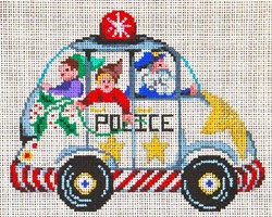 click here to view larger image of Police Car with Santa  (hand painted canvases)