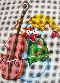 click here to view larger image of Snowman and Bass Fiddle Ornament (hand painted canvases)