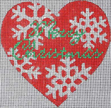 click here to view larger image of Red Snowflake Heart (hand painted canvases)