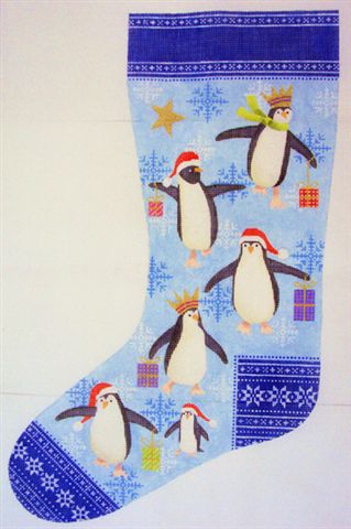 click here to view larger image of Penguin Christmas Stocking (hand painted canvases)