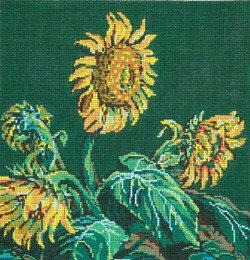 click here to view larger image of Sunflowers on Green (hand painted canvases)