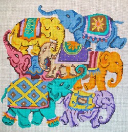 click here to view larger image of Multi-Colored Elephant Collage (hand painted canvases)