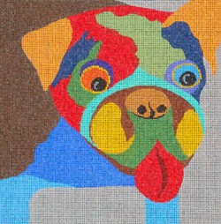 click here to view larger image of Bulldog or Pug on Gray - 8x8 (hand painted canvases)
