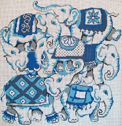 click here to view larger image of Blue Elephant Collage (hand painted canvases)