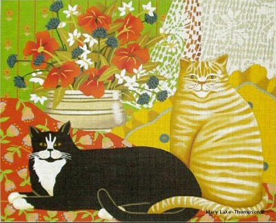 click here to view larger image of Two Cats at Home (hand painted canvases)