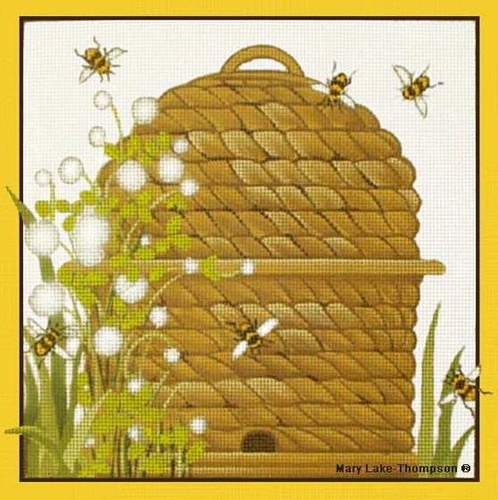 click here to view larger image of Bees Skeps (hand painted canvases)