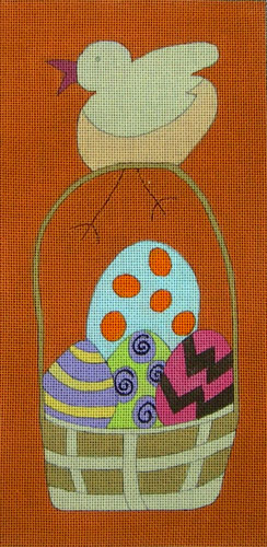 click here to view larger image of Chick on Basket (hand painted canvases)