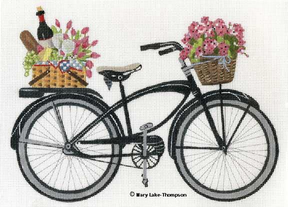 click here to view larger image of Bicycle with Pink Flowers (hand painted canvases)