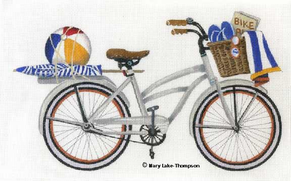 click here to view larger image of Bicycle with Towel and Beach Ball (hand painted canvases)