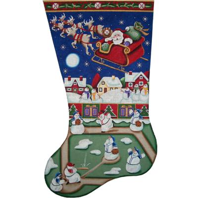 click here to view larger image of Snowman Baseball Stocking - 18ct (hand painted canvases)