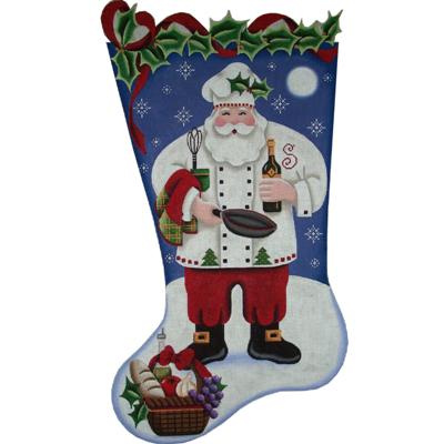 click here to view larger image of Chef Santa Stocking - 18ct (hand painted canvases)