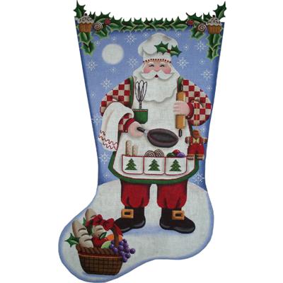 click here to view larger image of Cooking Santa Stocking - 18ct (hand painted canvases)