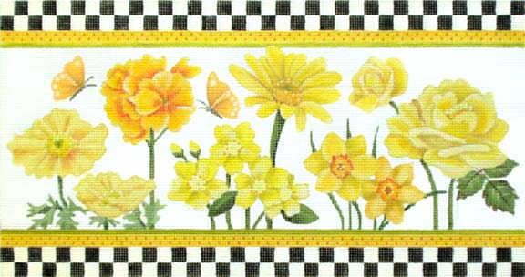 click here to view larger image of Yellow Floral Checkerboard Garden (hand painted canvases)