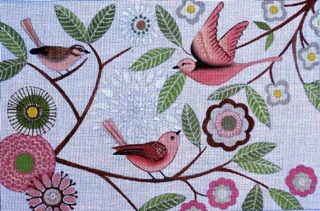 click here to view larger image of Pink Folk Birds (hand painted canvases)