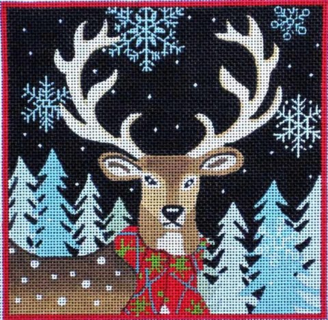 click here to view larger image of Deer With Red Scarf (hand painted canvases)