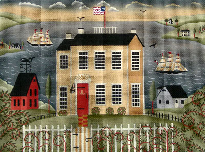 click here to view larger image of House w/Ships (hand painted canvases)