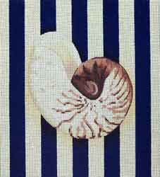 click here to view larger image of Nautilus Shell Square / Stripes (hand painted canvases)
