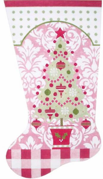 click here to view larger image of Pink Topiary Tree Sock (hand painted canvases)