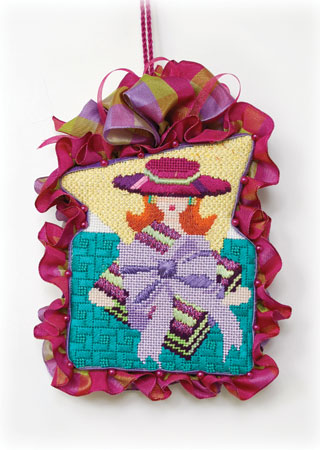 click here to view larger image of Hat Lady Striped Box w/Stitch Guide (hand painted canvases)