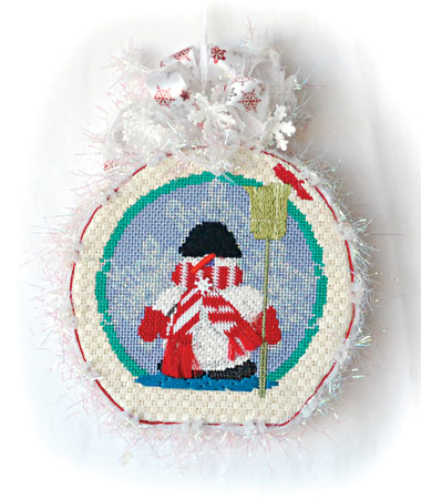 click here to view larger image of Snowman with Broom w/Stitch Guide (hand painted canvases)