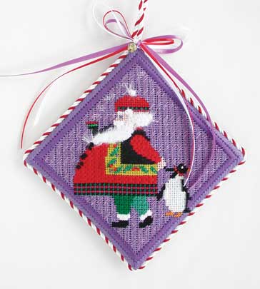 click here to view larger image of Santa with Penguin Ornament w/Stitch Guide (hand painted canvases)