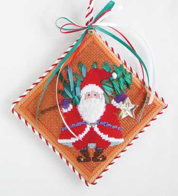 click here to view larger image of Santa with Tree Ornament w/Stitch Guide (hand painted canvases)
