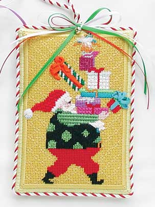 click here to view larger image of Santa with Packages Ornament w/Stitch Guide (hand painted canvases)