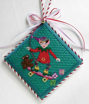click here to view larger image of Santa's Helper Ornament w/Stitch Guide (hand painted canvases)