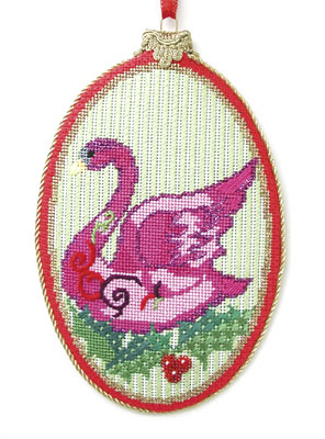 click here to view larger image of Seven Swans a Swimming Ornament w/Stitch Guide (hand painted canvases)