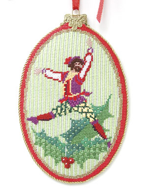 click here to view larger image of Ten Lords a Leaping Ornament w/Stitch Guide (hand painted canvases)